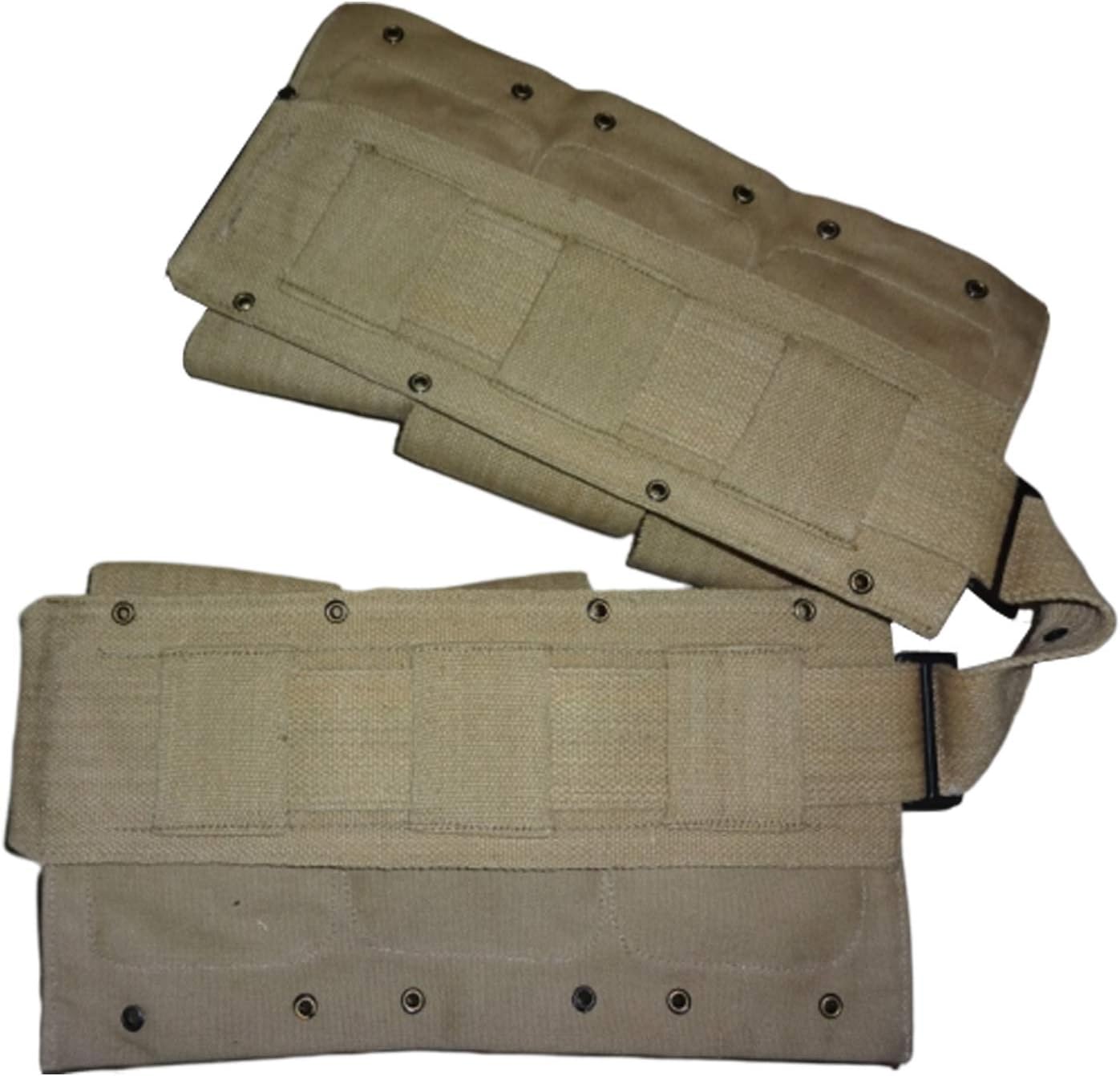 warreplicaWWII US M1937 BAR Magazine Belt|Authentic Khaki Canvas Reproduction|6-Pocket Ammo Carrier for 20-Round Magazines|Durable Military Field Gear for Historical Reenactments & Collectors