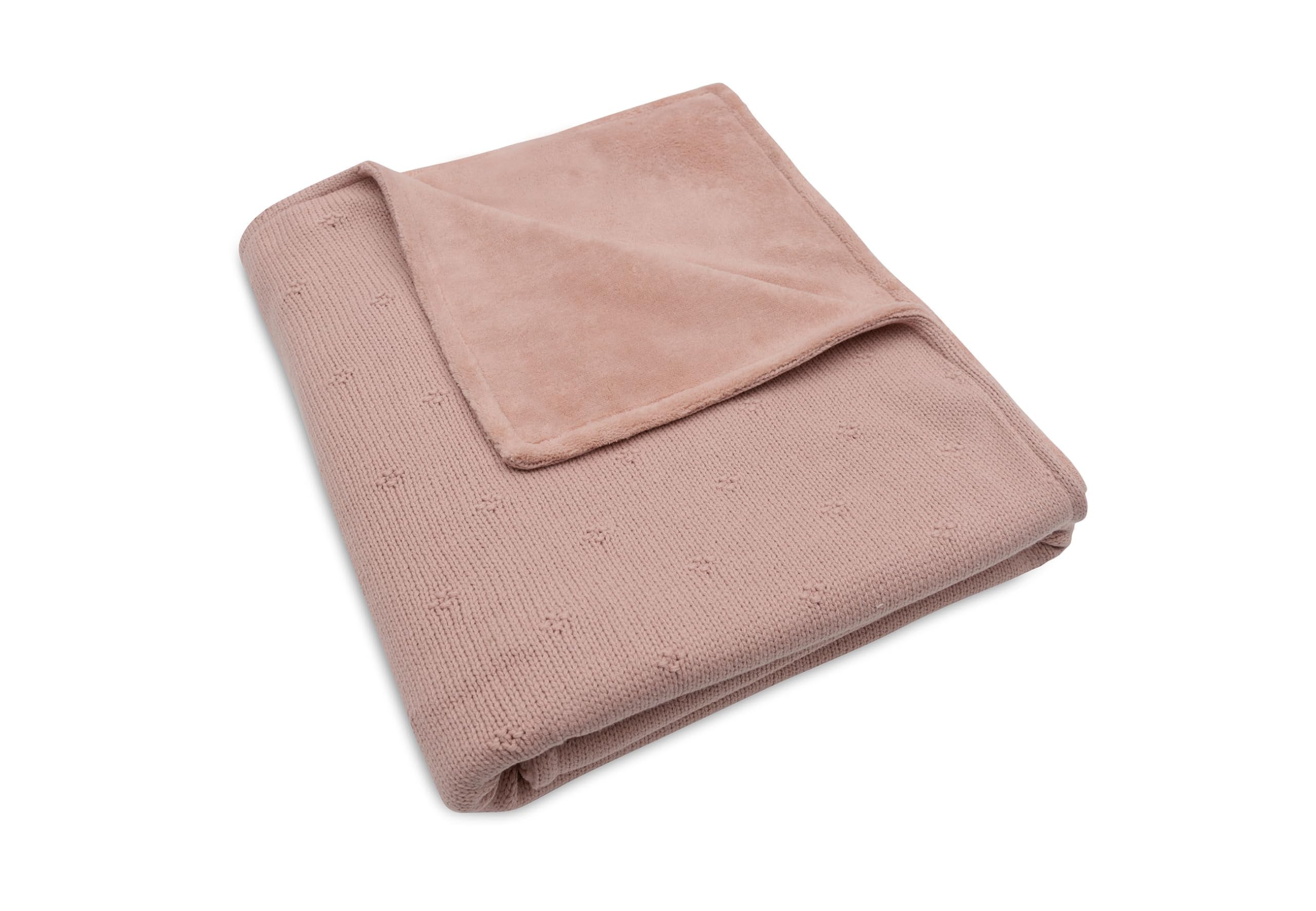 Jollein Coperta per bambini Cosy Knit, Wild Rose – Velvet – 100 x 150 cm – 60% cotone, 40% acrilico, interno 100% poliestere – per lettino – 2.0 TOG – certificato Oeko-Tex – motivo a maglia