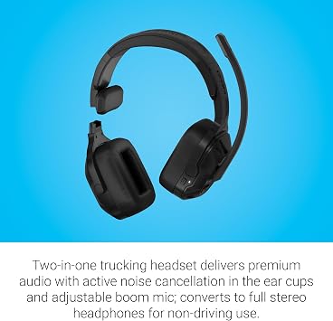 Garmin dezlTM Headset 210, 2-in-1 Premium Trucking Headset, Active Noise Cancellation, Long Battery Life, 60 Hours of Talk Time, Built-in LED Flashlight, Convertible Design