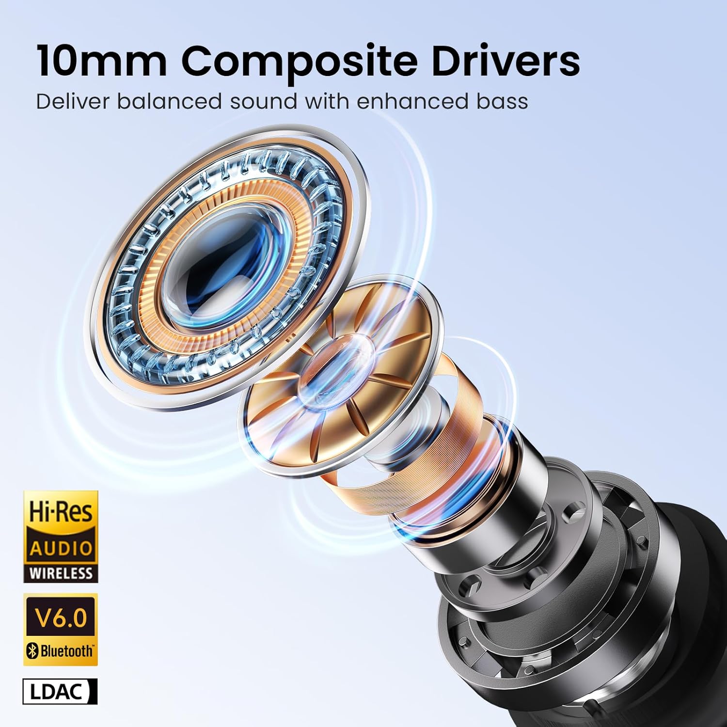 HAYLOU Mori Pro Noise Cancelling Wireless Earbuds, 43dB Auto-Adjustable ANC, 10mm Drivers Bluetooth Earbuds with 6 AI ENC Mic, 28H Playtime, Touch Control, IPX4 Water Resistant in-Ear Ear Buds - Image 3