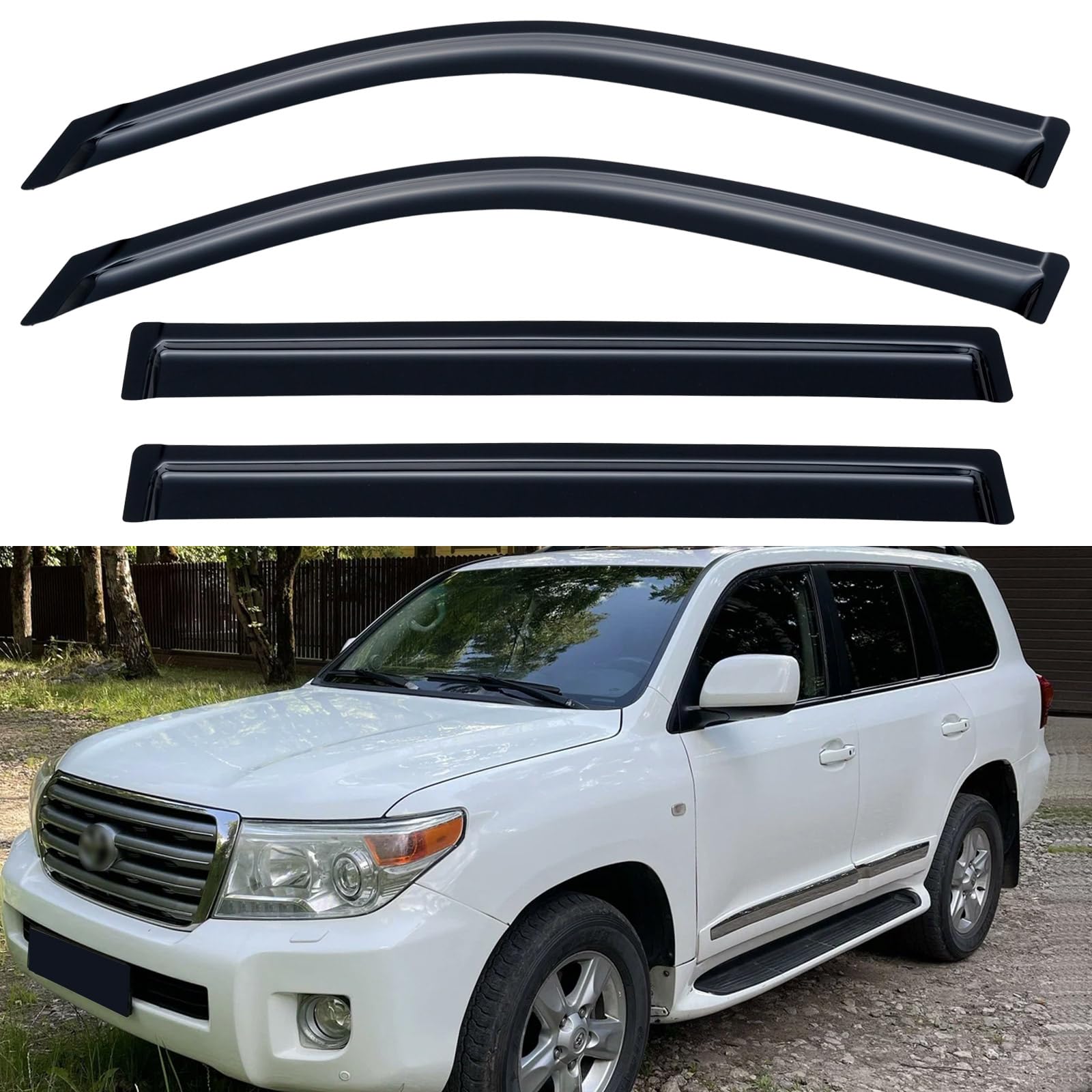 Window Visors Rain Guards for 2008-2016 Toyota Land Cruiser | Out-Channel Window Vent Wind Deflectors Visors Shades Protectors for 08-16 Toyota Land Cruiser
