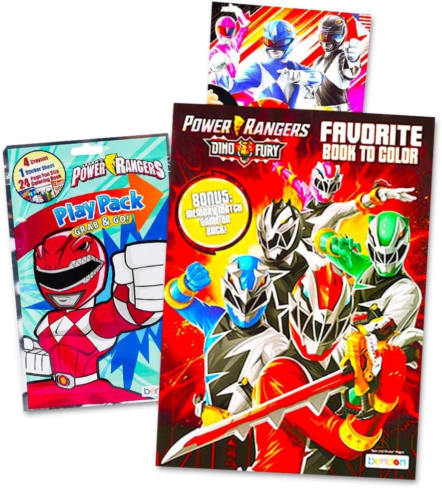 Power Rangers Coloring Book Super Set -- 2 Coloring Books, 112 Pages, 8 x 11 Inches, Over 50 Stickers