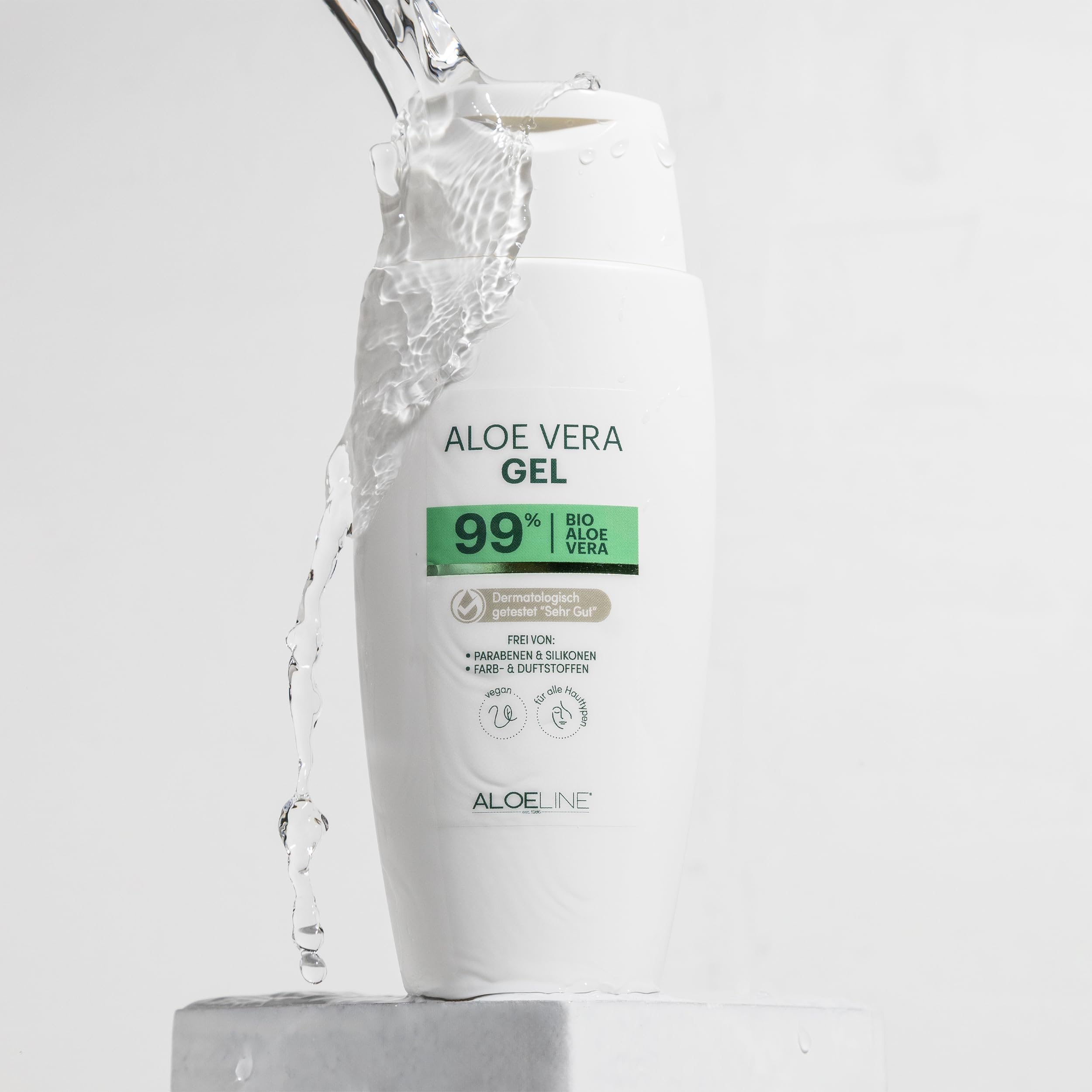 'Aloe Vera Gel 99% "Aloe Line (2 x 150 ml) | dermatológicamente Probado para los & pelo – iasc Certificado Aloe Vera cultivado Cultivo ecológico) – Calidad con garantía de satisfacción total – sin aroma de & colorantes, sin parabeno, sin mineralöle – Fabr