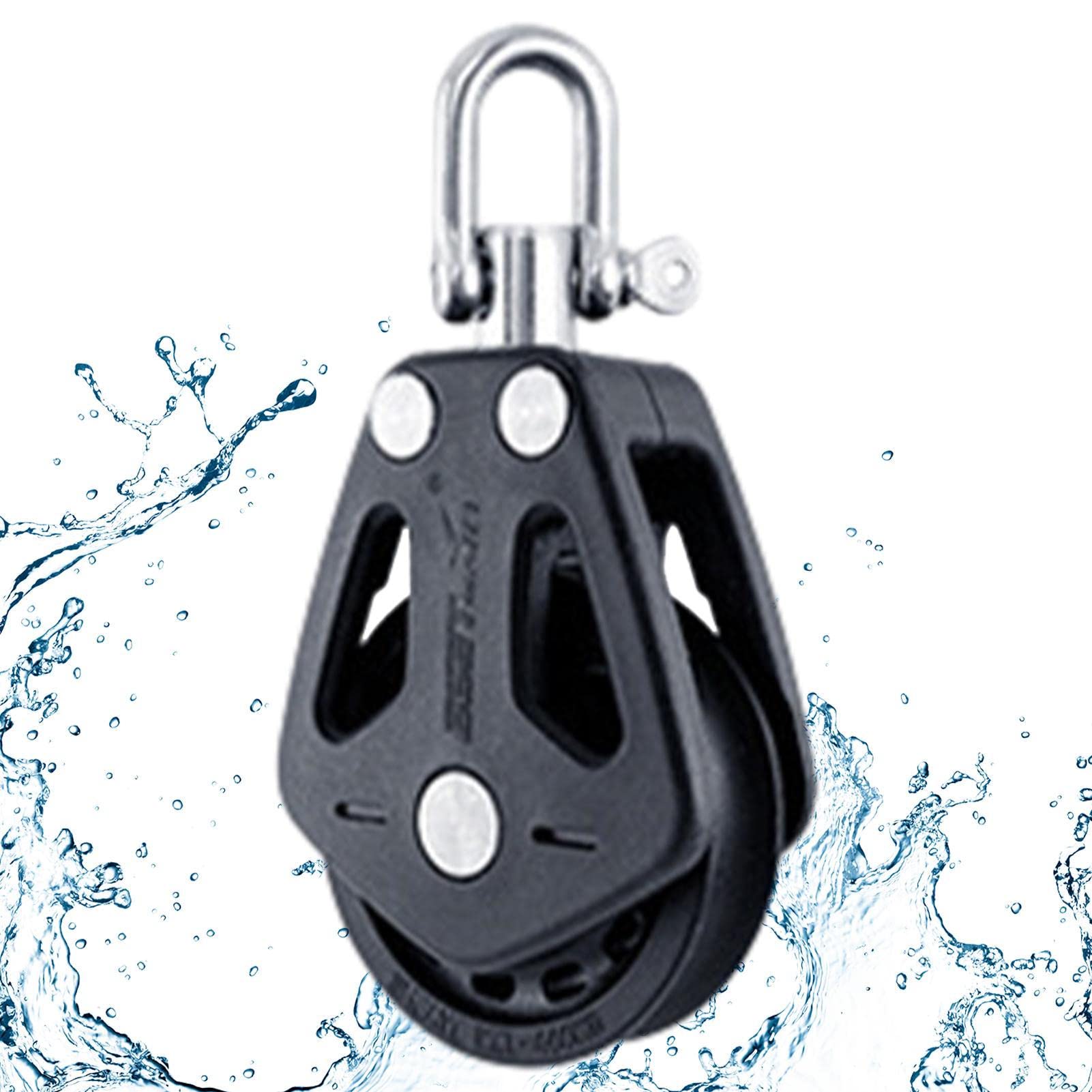 Lot 2 Poulies Robustes Nylon Simple – Charge 460 Kg – Corde 10 Mm – Accessoire Marin & Industriel GLFLOW