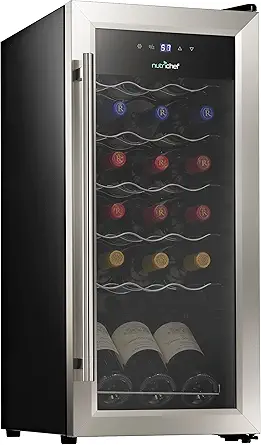 Nutrichef 18 Bottle Slim Wine Fridge | Red and White Wine Chiller | Adjustable Temperature Control 41°F to 64°F | Ultra Quiet Operation | Mini Wine Cooler for Home & Office | 30x13x17 IN