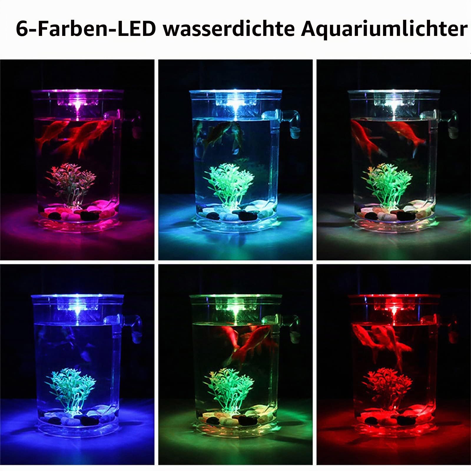 Kampffisch Aquarium Klein Komplettset, 3.5 L Aquarium Set Komplett mit LED-Beleuchtung, Kieselsteinen, künstlichen Korallen und Wasserpflanzen sowie automatischer Reinigungs- und Abwassersystem