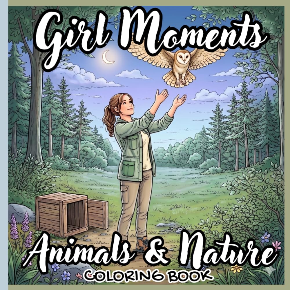 Girl Moments Animals & Nature Coloring Book: Cozy Wildlife Scenes, Peaceful Outdoor Adventures & Relaxing Animal-Themed Pages for Teens and Adults