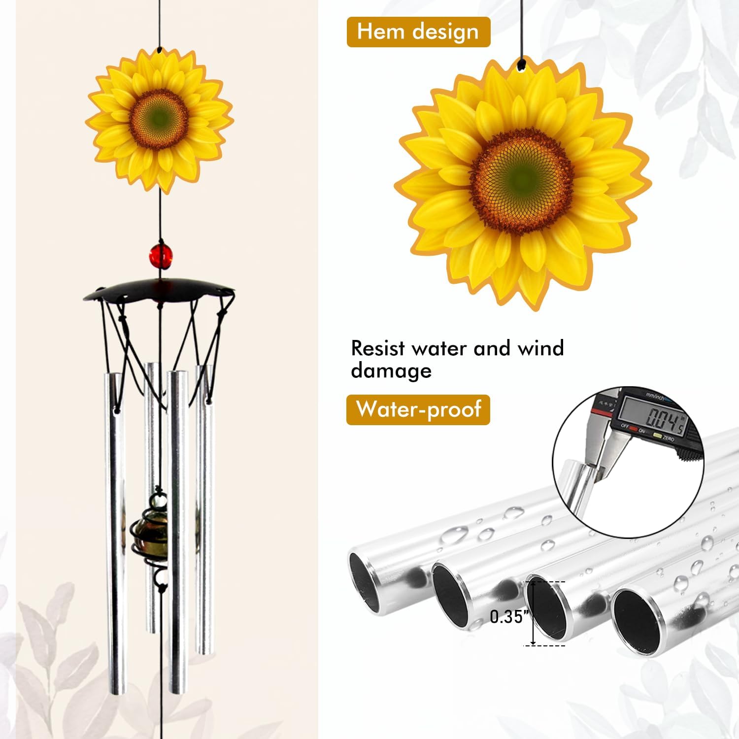 Wind Chimes for Outside Sunflower Wind Chimes Outdoor Home Patio Garden Decor Windchimes Outdoors Gift Ideas for Women Mom Grandma Sisters - Image 3