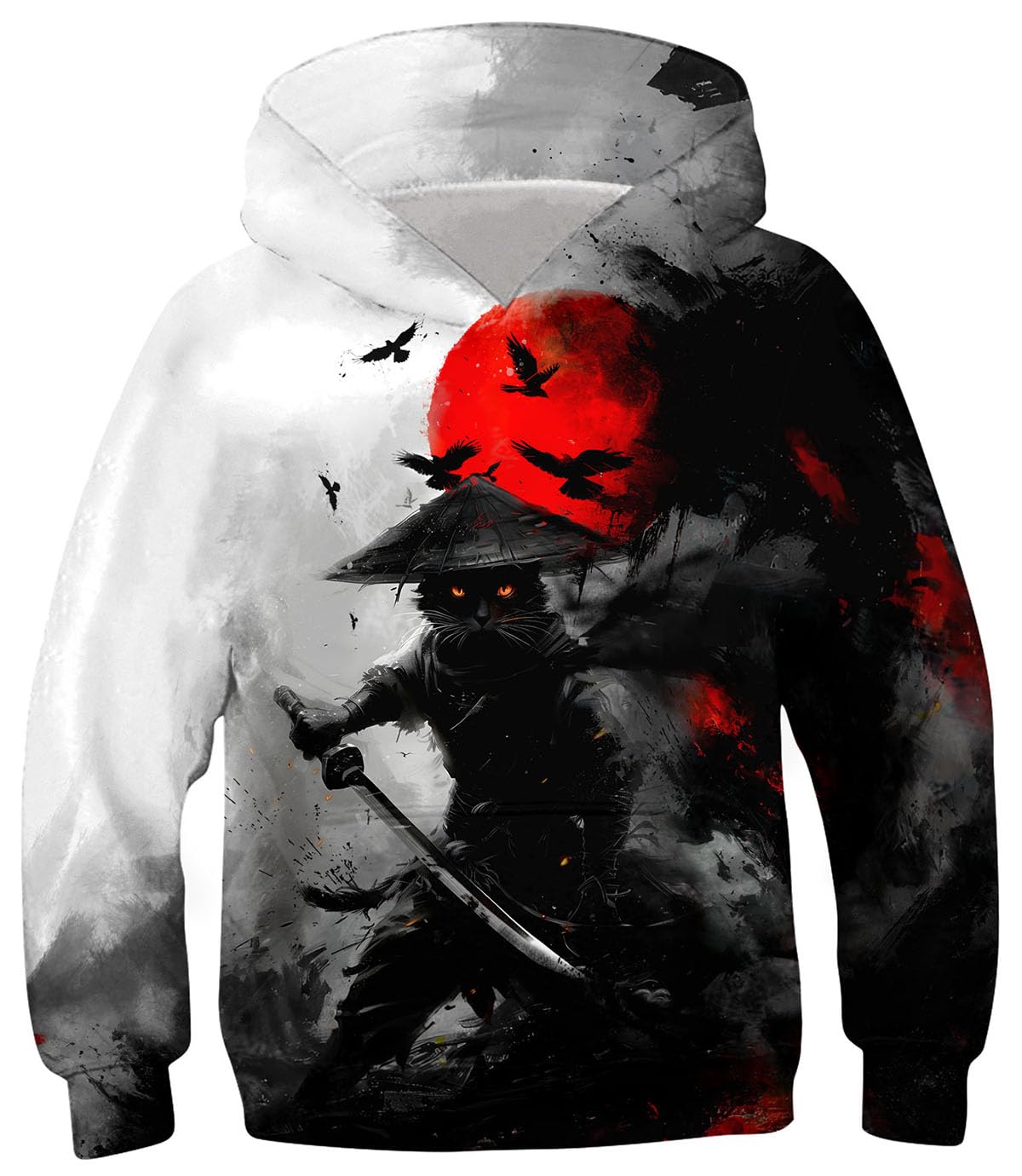 Ahegao Big Boys White Red Sweatshirts Size 12-14 Kid 3D Print Pullover Youth Black Samurai Hoodies Teens Fashion Long Sleeve Sweater