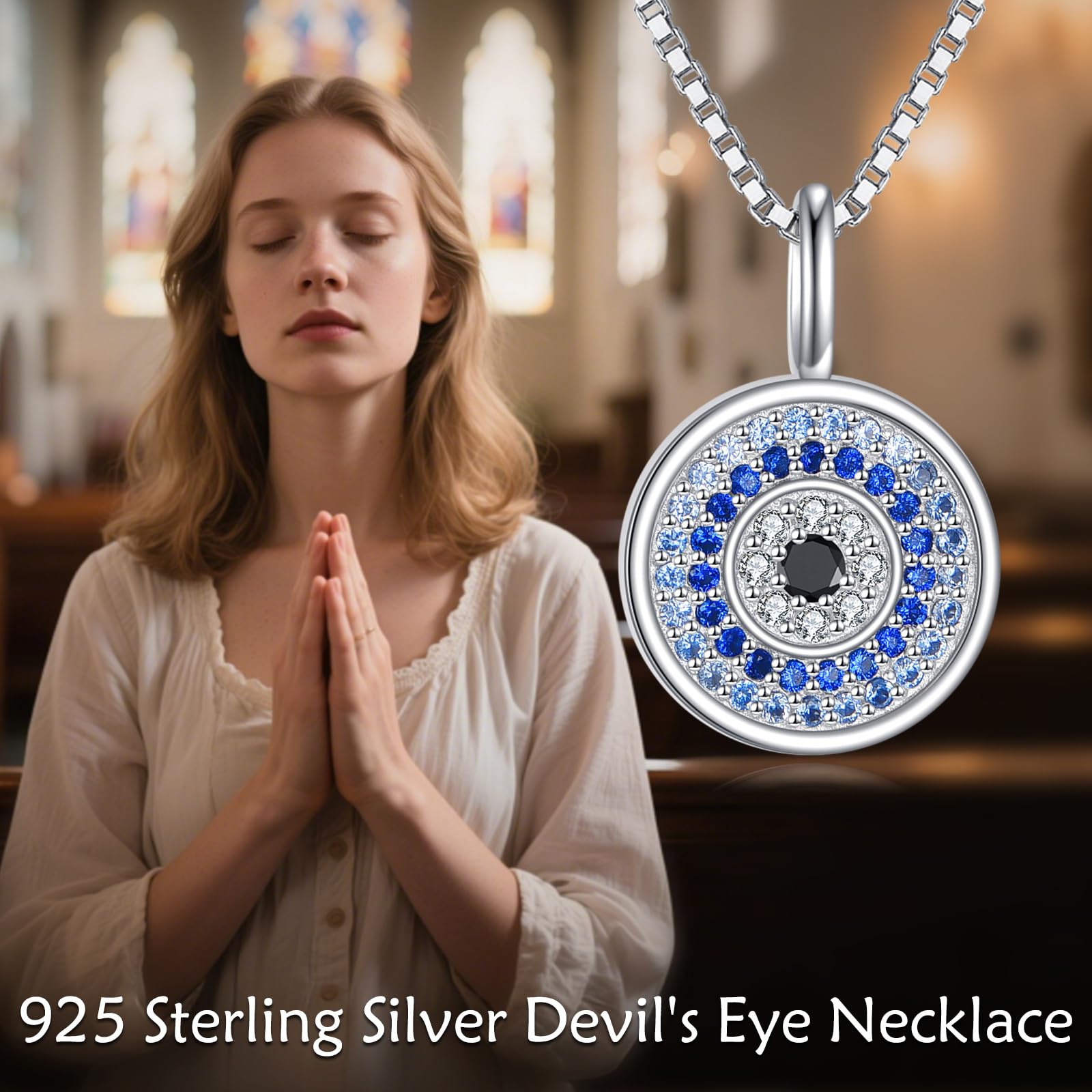YAFEINI Collar con colgante de ojo de mal en plata de ley 925 griego azul turco con colgante de ojo de mal para mujer