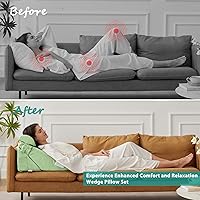 Vista 6 de Bedluxe 3Pcs Orthopedic Bed Wedge Pillow Set, Foam Wedge Pillow Post Surgery for Back, Leg and Knee Support, Adjustable 9&12 Inch Folding Triangle