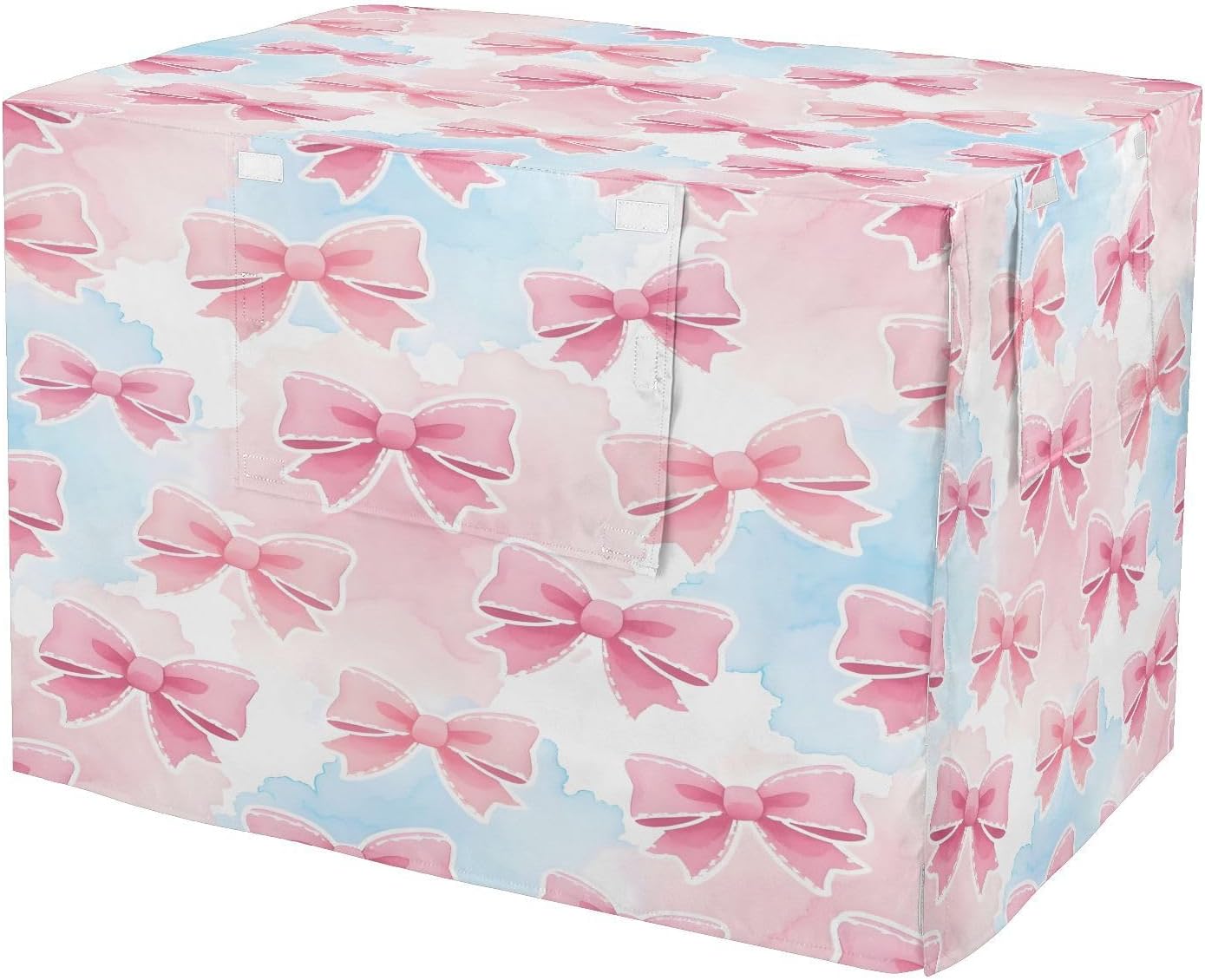 Watercolor Bow Pattern Dog Crate Cover 600D Oxford Pet Kennel Cover with Mesh Window for Dog Cages, Windproof Waterproof Machine Washable, 48"x30"x33"