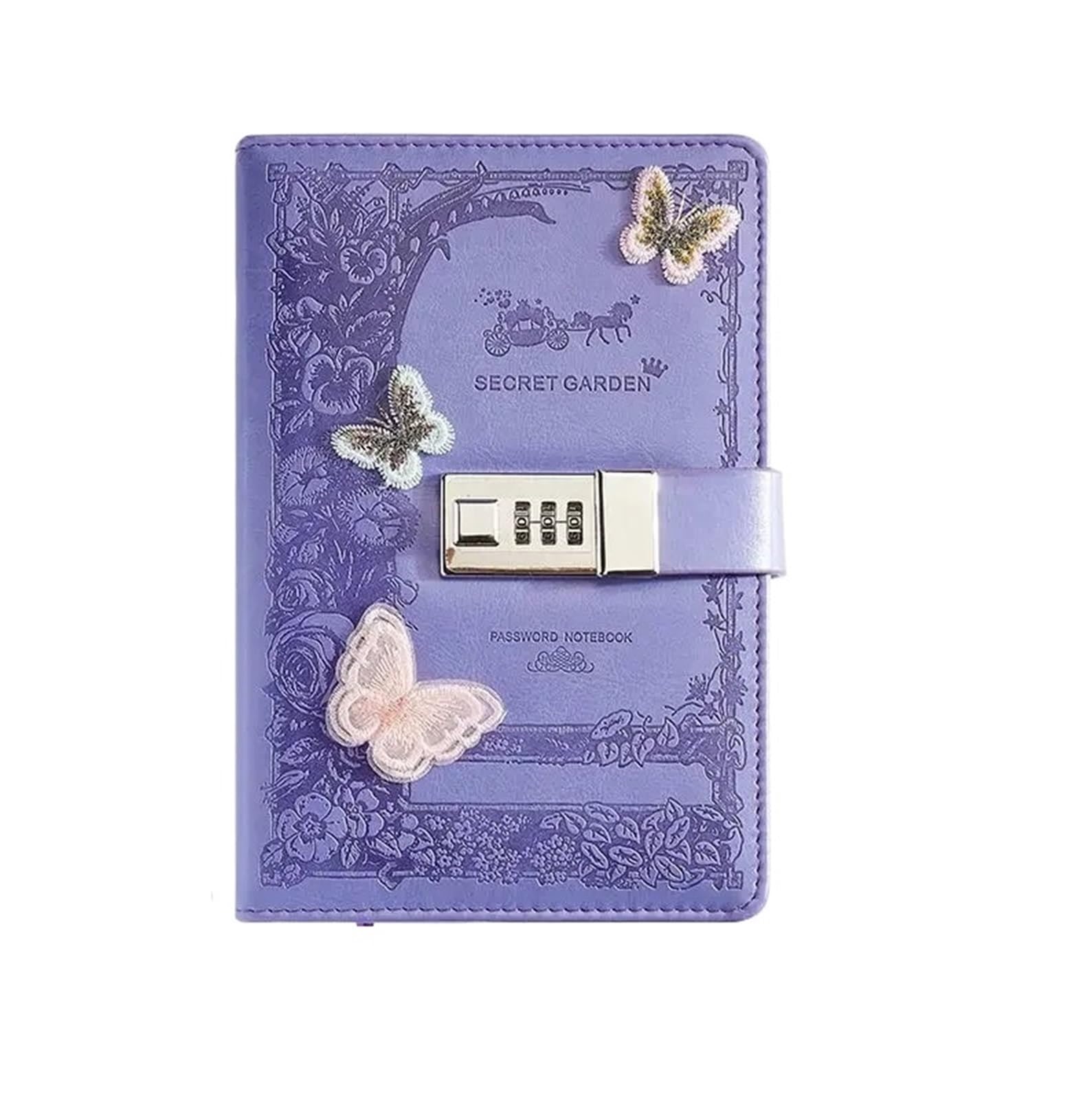 Abschließbares Tagebuch A5 Retro Passwort Notebook mit Schloss Zeitschriften Verdicken Hand Ledger Handbuch Student Notizblock Tagebuch Bindemittel Schreibwaren(Purplr)