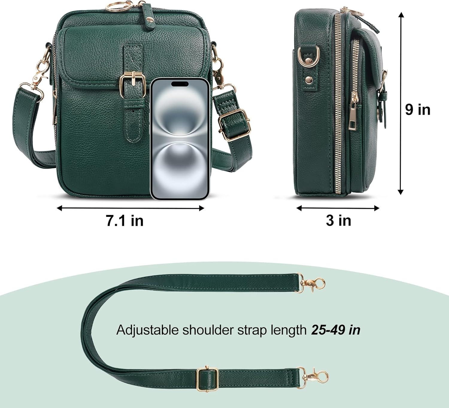 Vintage Messenger Bag,Womens Large Capacity Crossbody Leather Bags,Mini Shoulder Sling Pouch with Card Slots(6.1x3x8 inch)