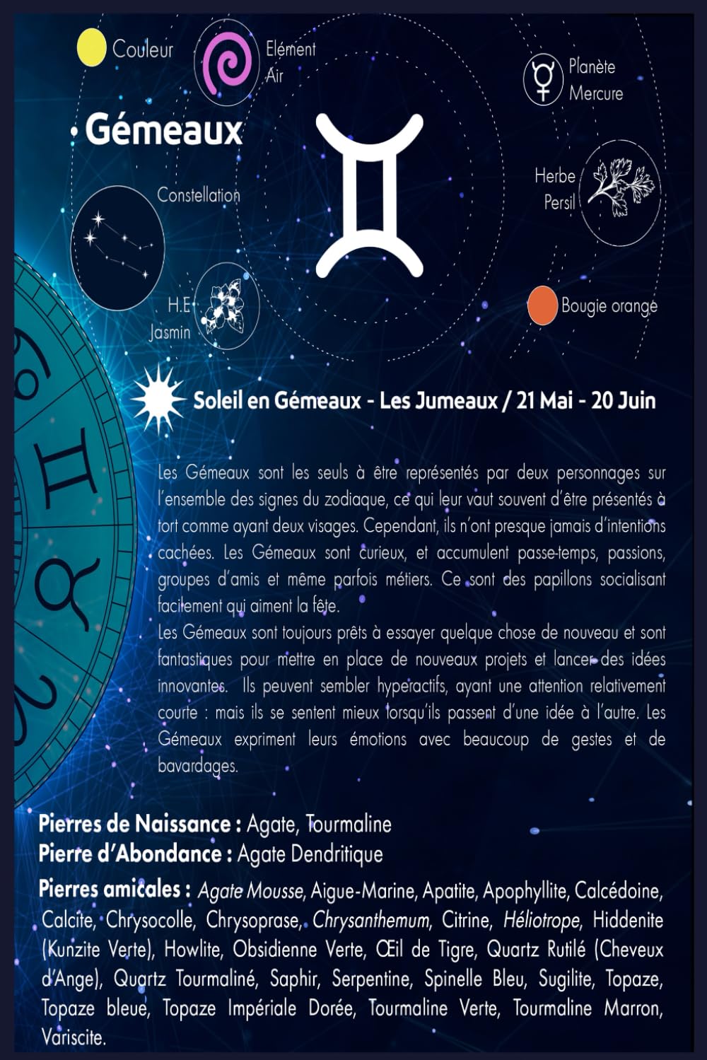 Le Soleil en Gémeaux: Les pierres du Gémeaux et ses rituels (Lithothérapie des signes solaires)