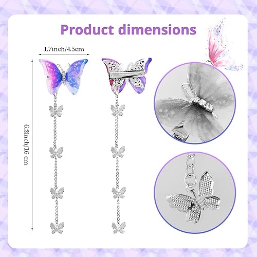 Miniatura 2 de 4 pasadores de mariposa con borla de mariposa, pasador de tela, pasador de mariposa, pinzas para el cabello para mujeres y niñas, accesorios para el