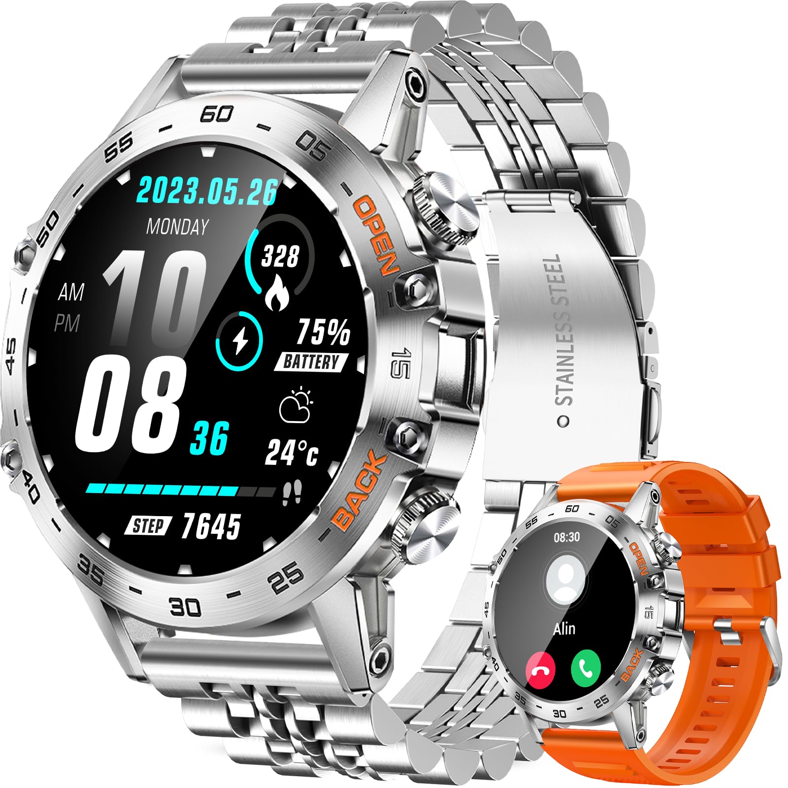 Military Smart Watches for Men(Answer/Make Call), Tactical Smartwatch for Android iOS, 400mAh Battery/Sports Modes