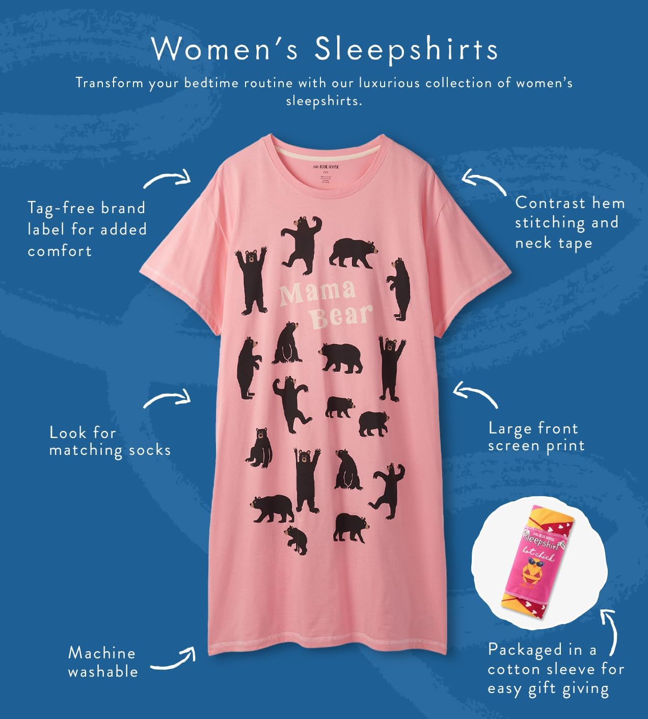 Little Blue House Women's Nightshirt, Mama Bear, One Size - Image 4