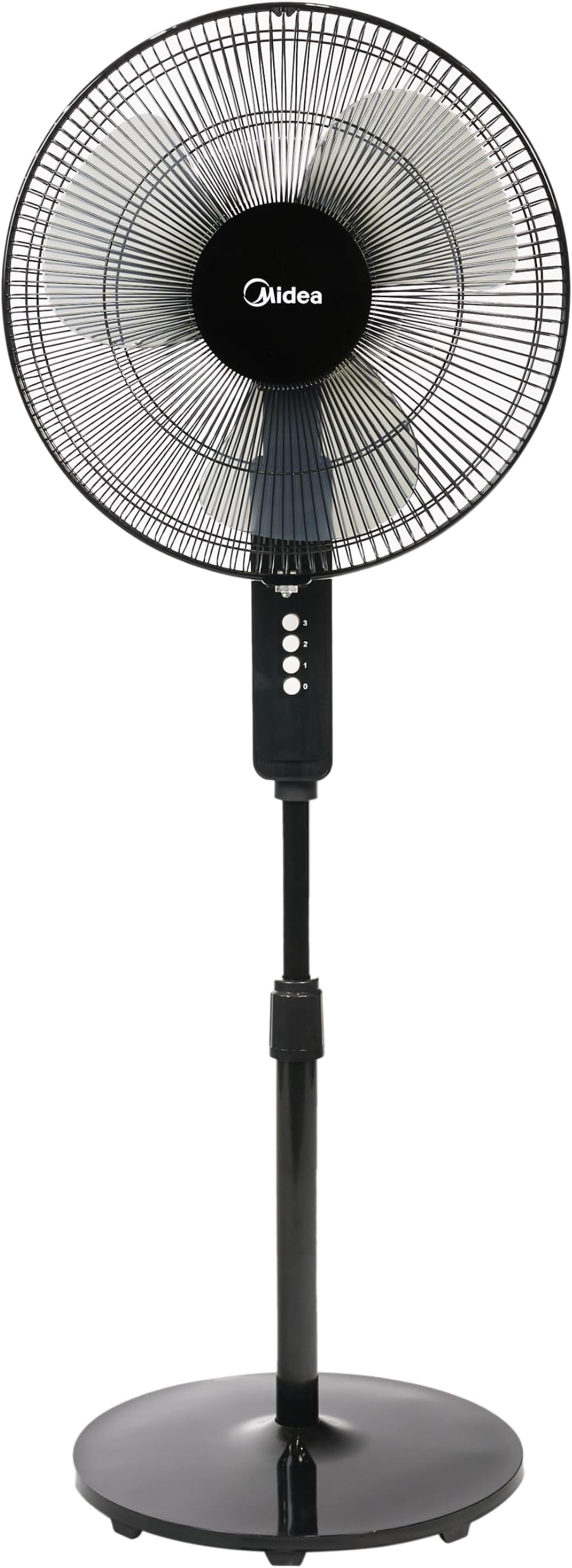 Midea Pedestal Stand Fan with SQD Motor, 16 inch, 3D Oscillation Directions, 3 Speed Levels & Adjustable Height, 3 Leaf Blade with 7.5 Hours Timer, Best for Home & Office, Black, FS4019K