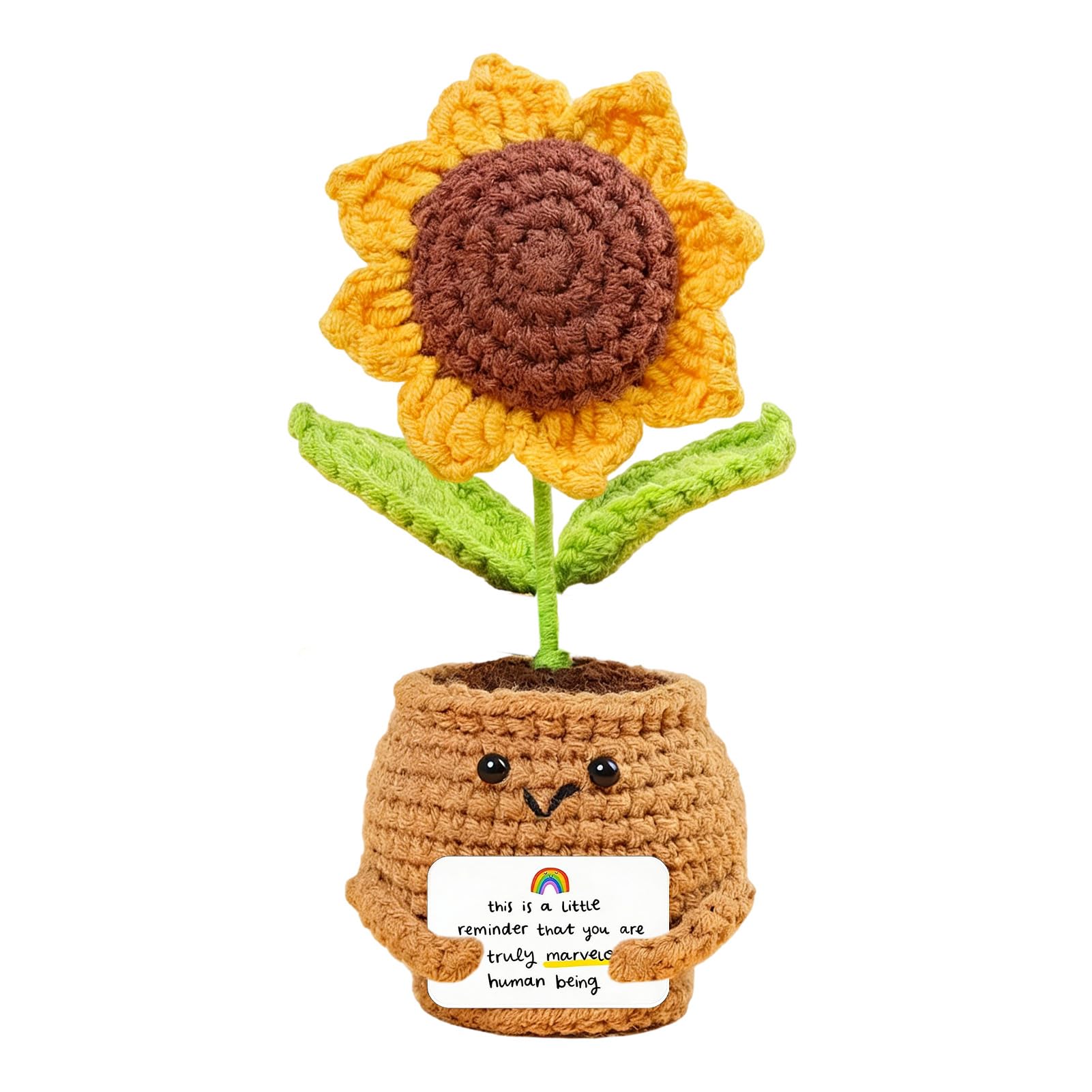 Handmade Positive Sunflower Crochet Doll- Thoughtful Appreciation Gift