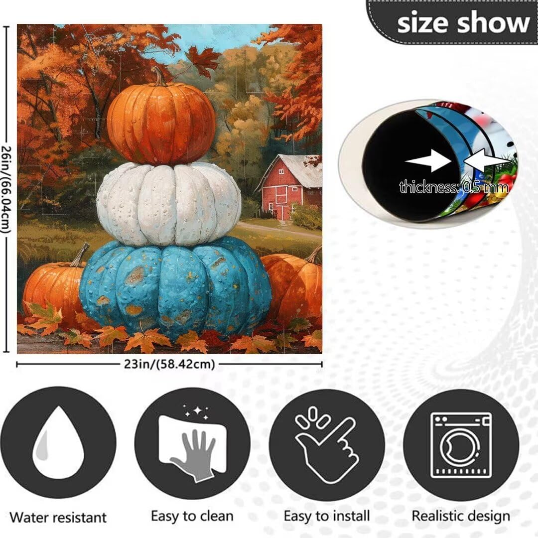 Stacked Pumpkins Dishwasher Magnet Cover Kitchen Decor Vinyl Dishwasher Decal, Autumn Leaves Fridge Skin Cover Magnet Sticker (Reusable), 23" x 26" Magnetic