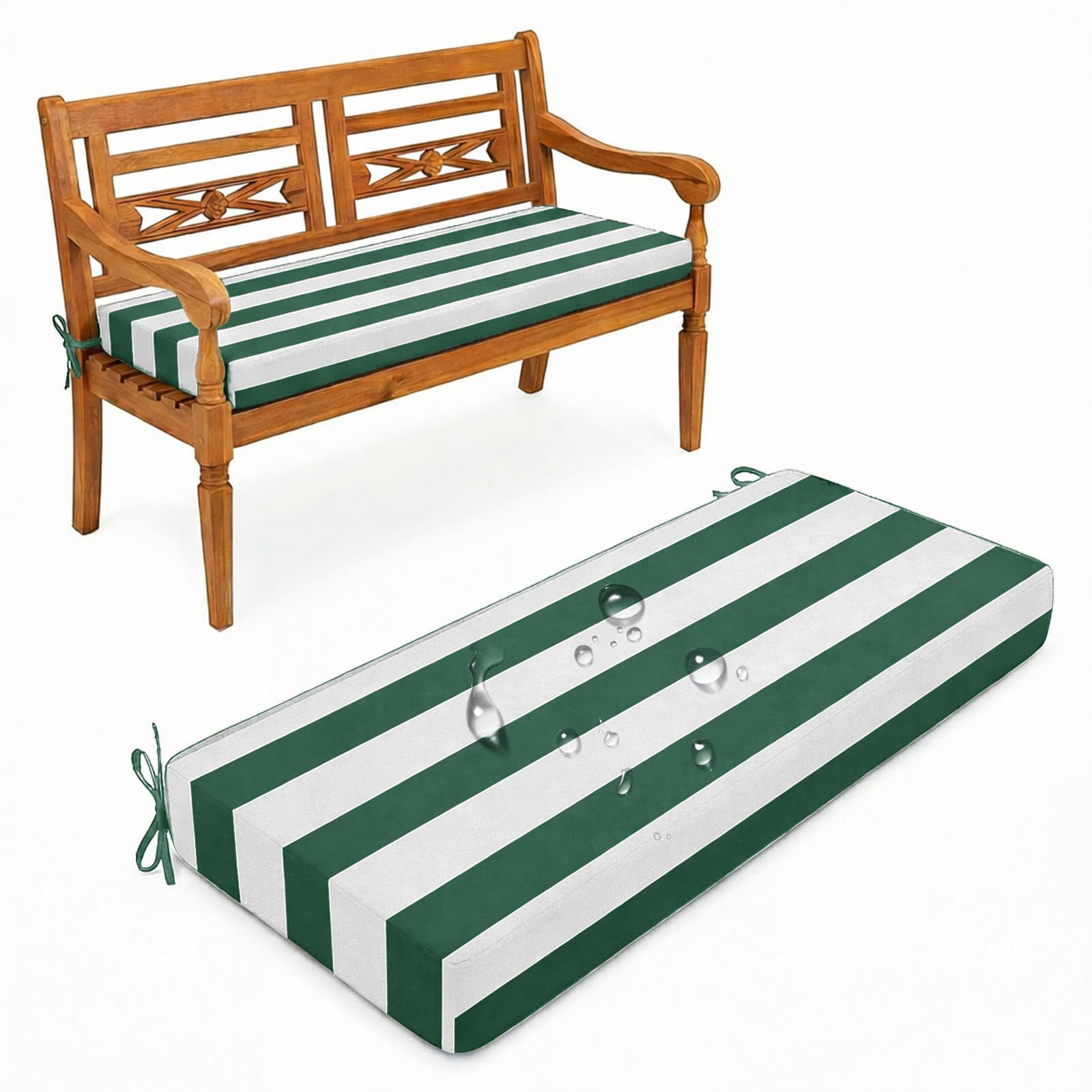 Aocase Outdoor Bench Cushion - 120cm/150cm/100cm/90cm x 35cm/30cm, Non-Slip Washable Cover, Zippered Removable, High-Resilience Foam,for Garden Benches, Bay Windows, Long Chairs,N08,105x45cm — image 1