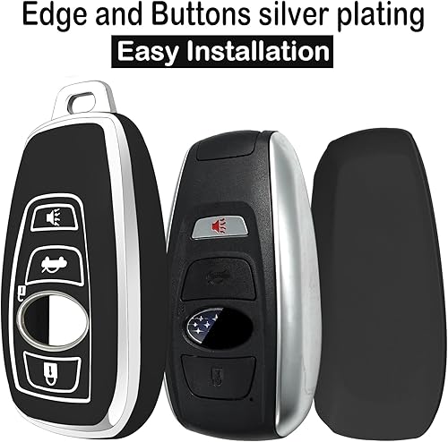 Miniatura 6 de Yonmcfn Funda para llavero Subaru con llavero de cuero, TPU suave de 4 botones, compatible con llave de automóvil BRZ Legacy Outback Ascent
