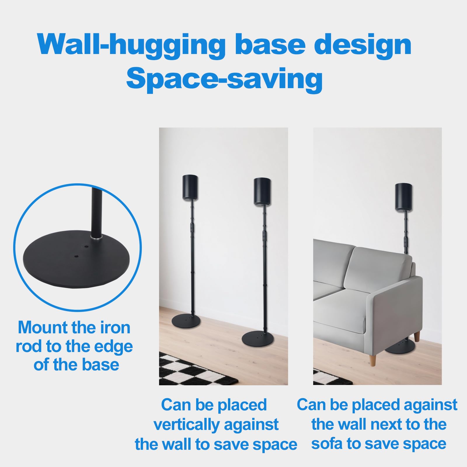 Lautsprecherständer für Sonos Era 100 oder Era 100 SL, höhenverstellbar von 84 cm bis 120 cm, einfache Selbstmontage, HD-628, 2er-Pack, schwarz