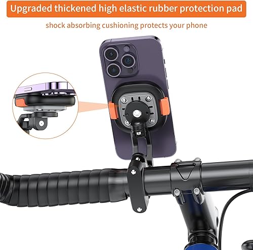 Miniatura 8 de VRIG MG17L Soporte de teléfono para bicicleta, sujeción magnética y bloqueo seguro, soporte universal para teléfono para bicicleta y motocicleta