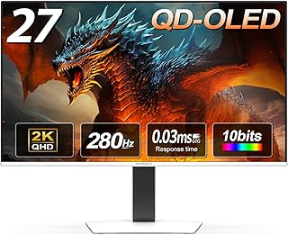 INNOCN 27 Inch OLED 2560 x 1440P 280Hz 240Hz Gaming Monitor, HDR400, HDMI, DisplayPort, Built-in Speaker, Height Pivot Adjustable Stand - 2780s