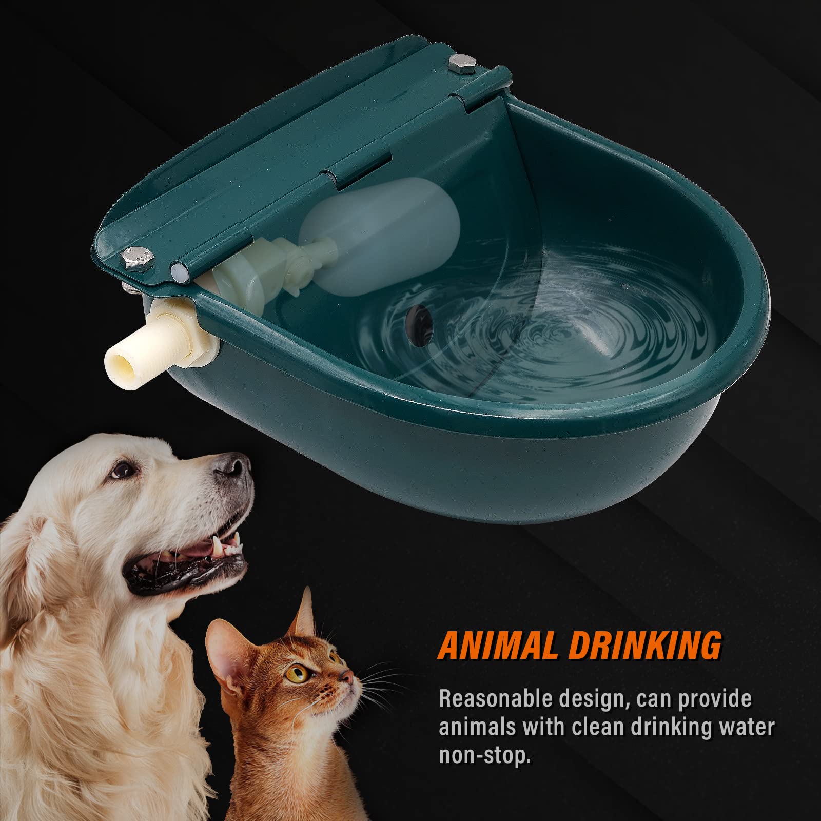Tränke mit Schwimmer, Automatische Pferdetränke Aus Edelstahl mit 1/2" Schwimmerventil für Die Viehhaltung, Geeignet für Pferde, Rinder, Schaf, Alpakas und Hundetränken 4L