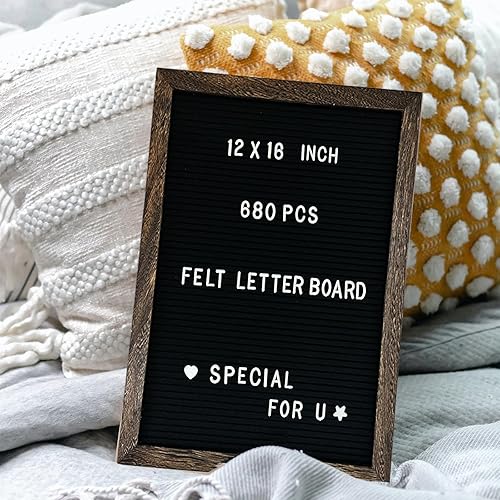 Miniatura 4 de Tablero de letras de fieltro con 680 letras, números y símbolos, 16 x 12 pulgadas, tablero de mensajes intercambiable para citas, notas y anuncios,