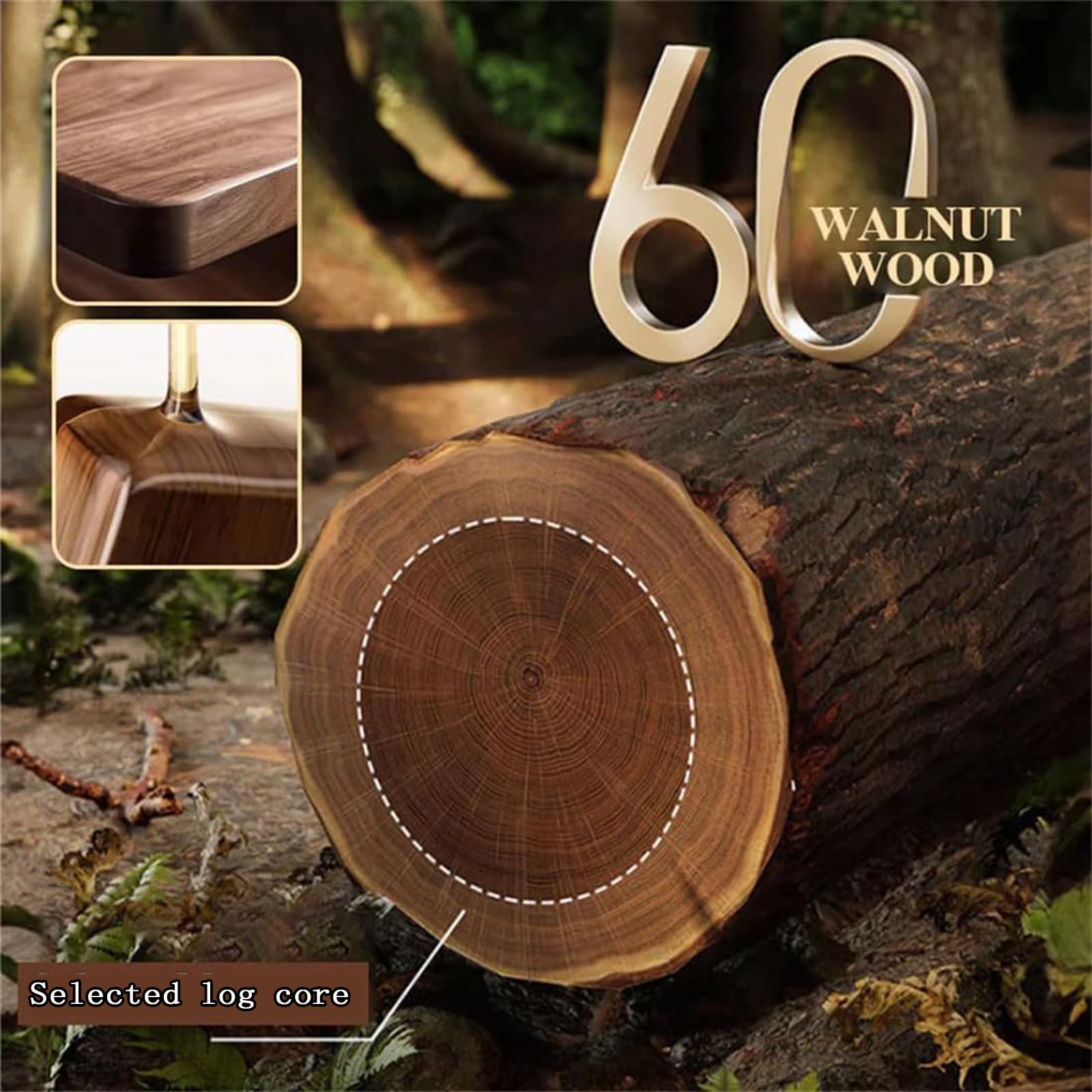 Walnuss-Saugnapf-Aufbewahrungsregal 40 Cm – Für Bad & Küche, Bohrfreie Montage, Edelstahl + ABS, Breites Ablaufrillen-Design