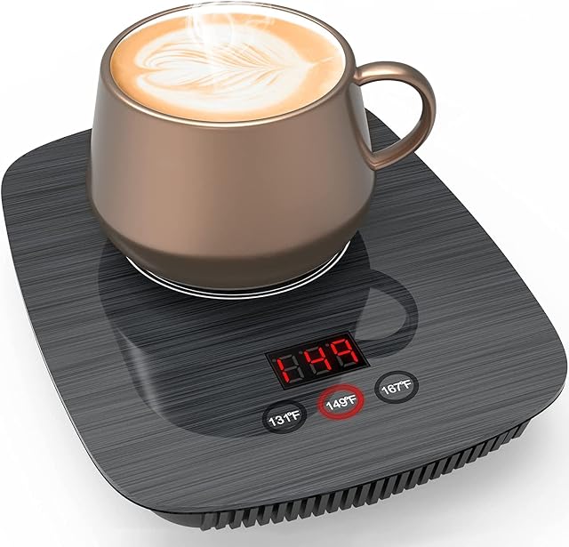 GREATCHI Mug Warmer-Coffee Warmer Auto Shut Off for Office Home Desk Use, 25 watt Electric Beverage Warmer with 3 Temperature Settings 131 149 to 167,Plate for Coffe Cocoa Tea Water Milk (Grey)
