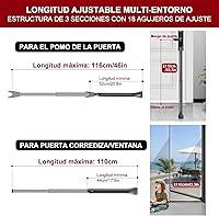 Vista 3 de AceMining Barra de seguridad para puerta mejorada y barra de patio deslizante, topes resistentes ajustables para el hogar, apartamento, viajes Gris