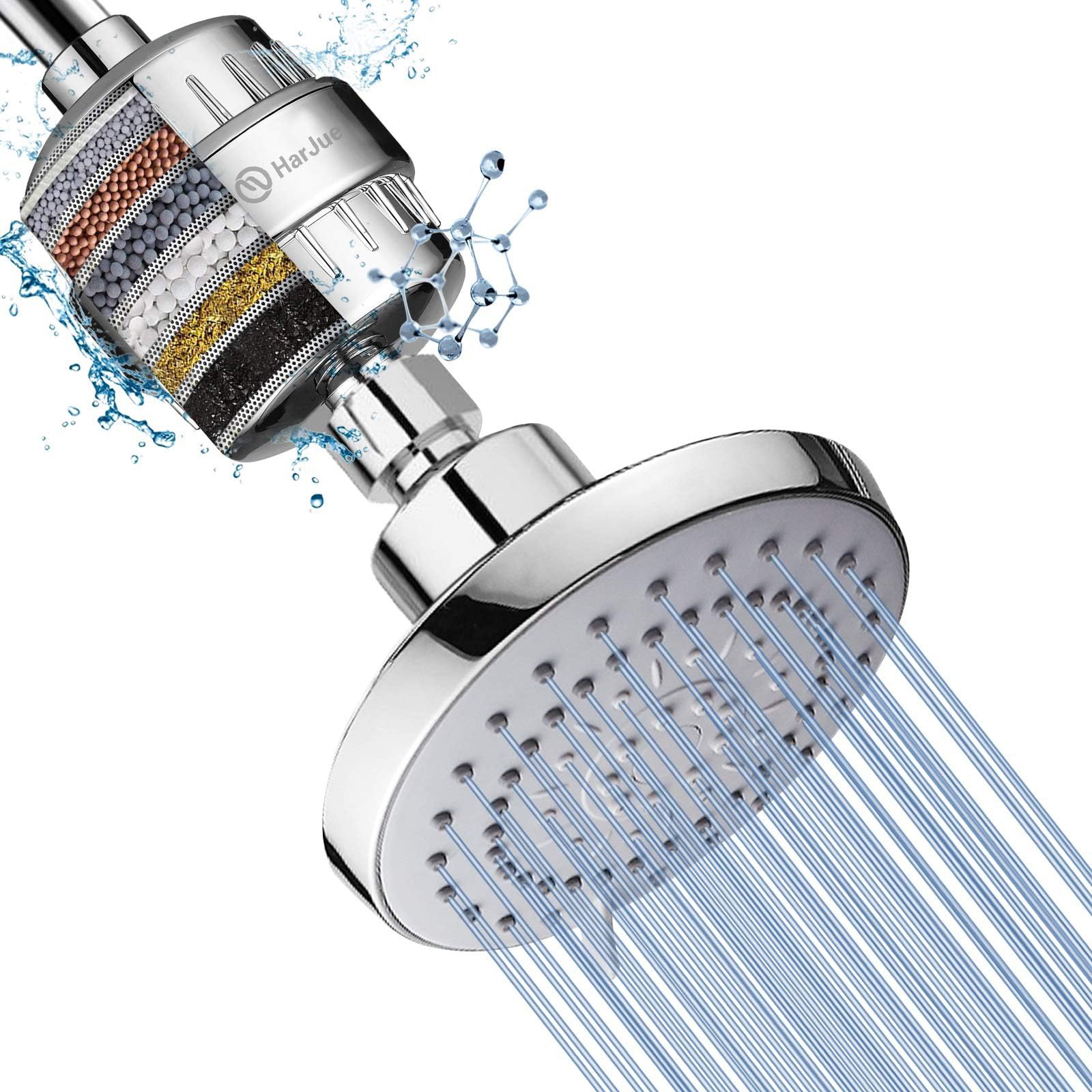High Pressure 5 Setting Rain Shower Head Combo Harjue Filter ...