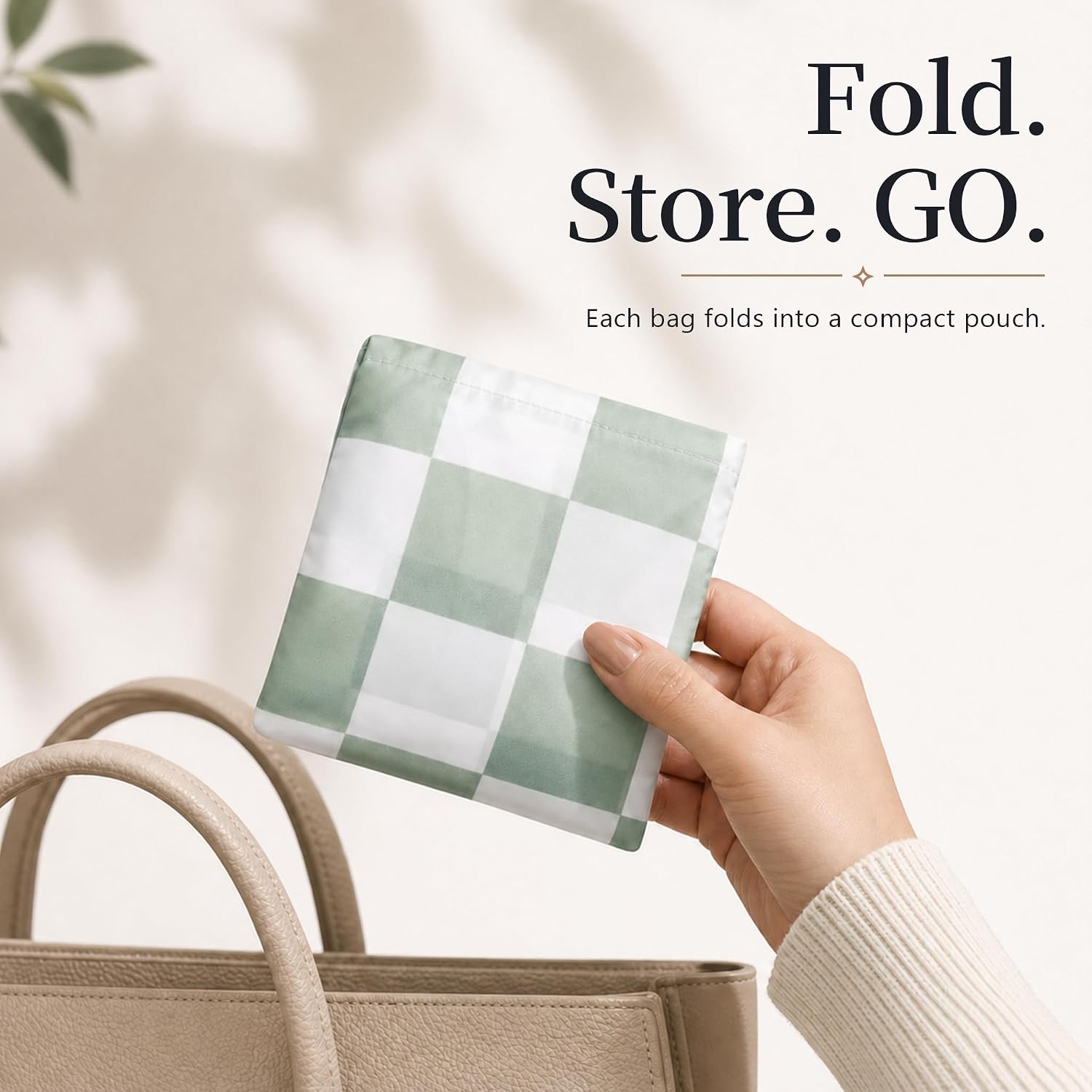 Checkered Reusable Grocery Shopping Bags 4 Packs, Cute Checkerboard Foldable Kitchen Large Nano Tote Bags