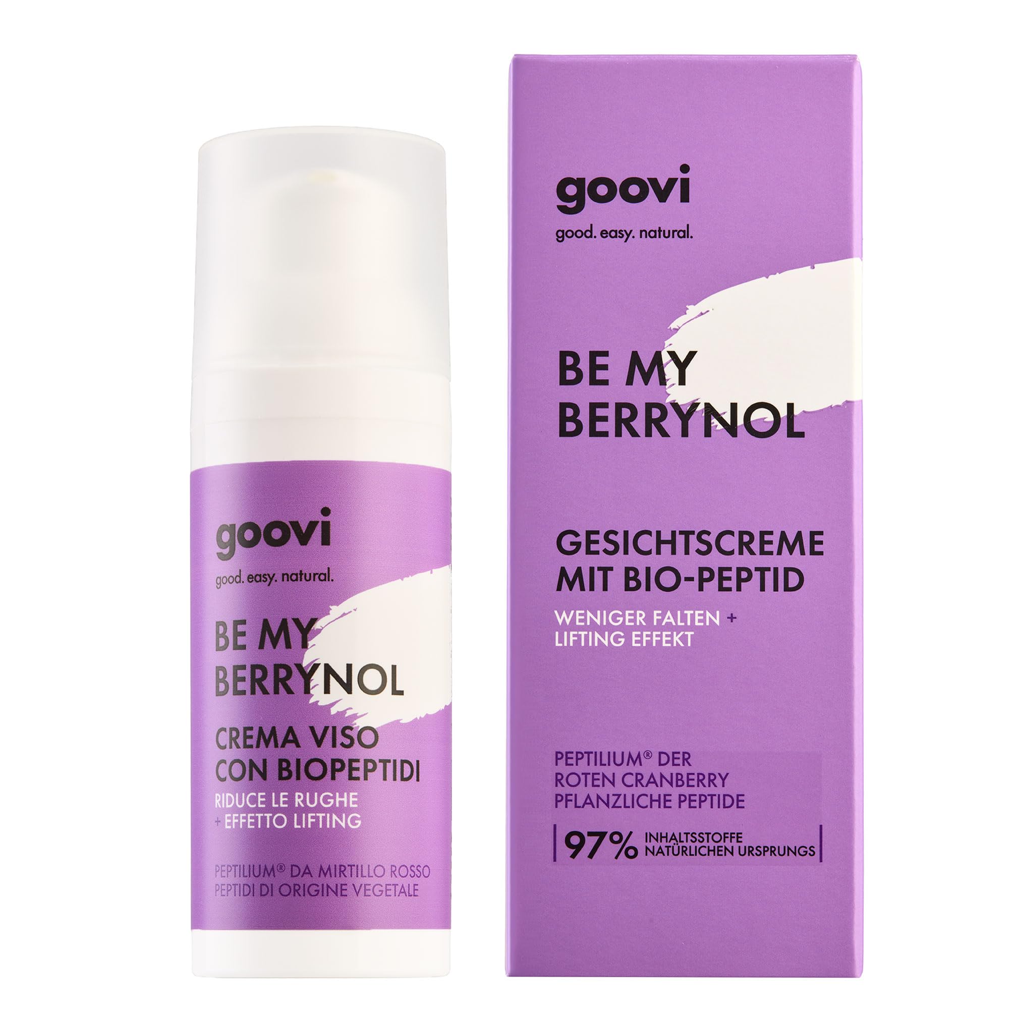 GOOVI Be My Berrynol Face Cream - Anti-Aging Gesichtscreme mit Biopeptiden - straffende Gesichtspflege mit Hyaluronsäure - 50ml
