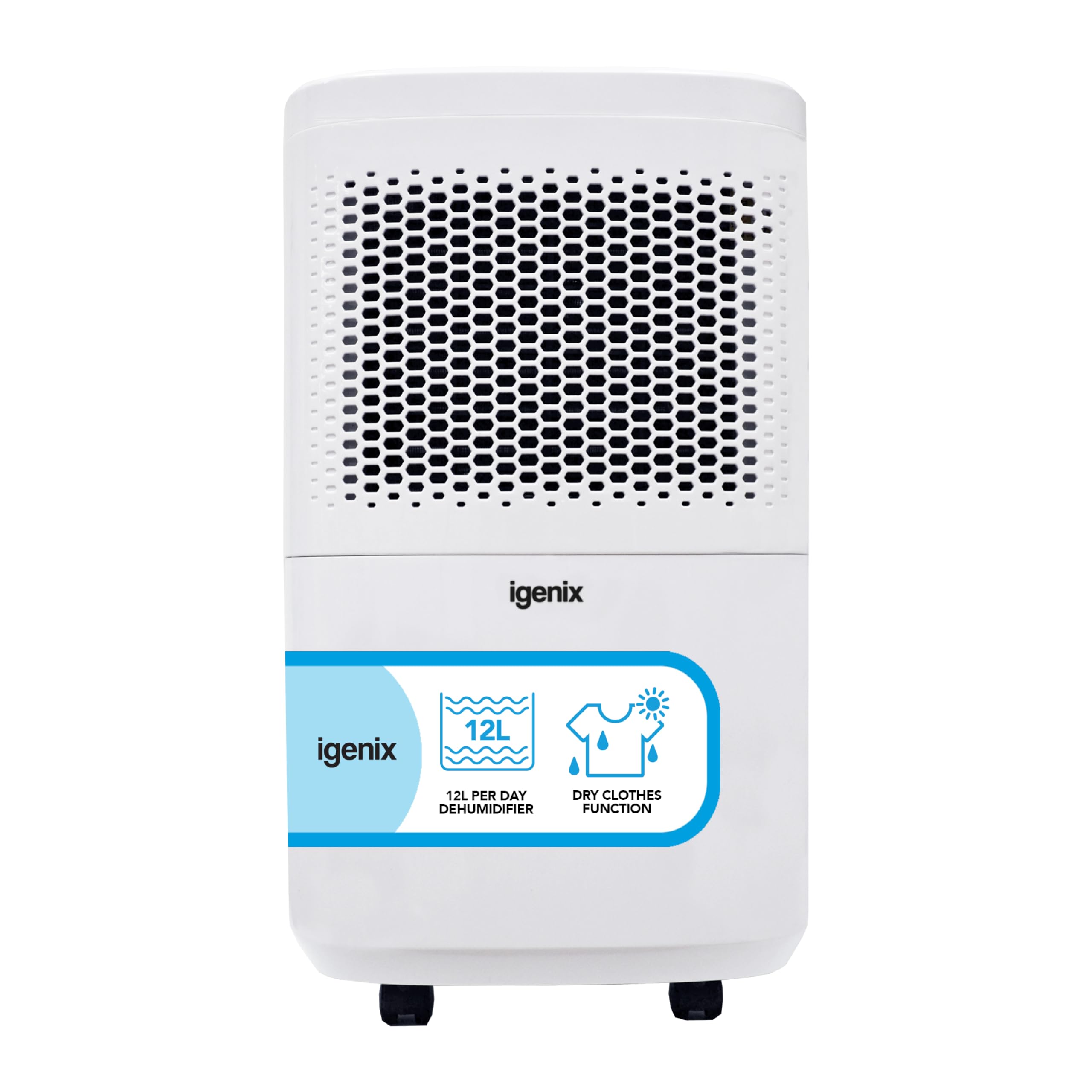 Igenix White Dehumidifier 2.5L - 12L Extraction - 4 Modes - 2 Fan Speeds - 24hr Timer - Sleep Mode - Ioniser - Child Lock - Up to 15m2