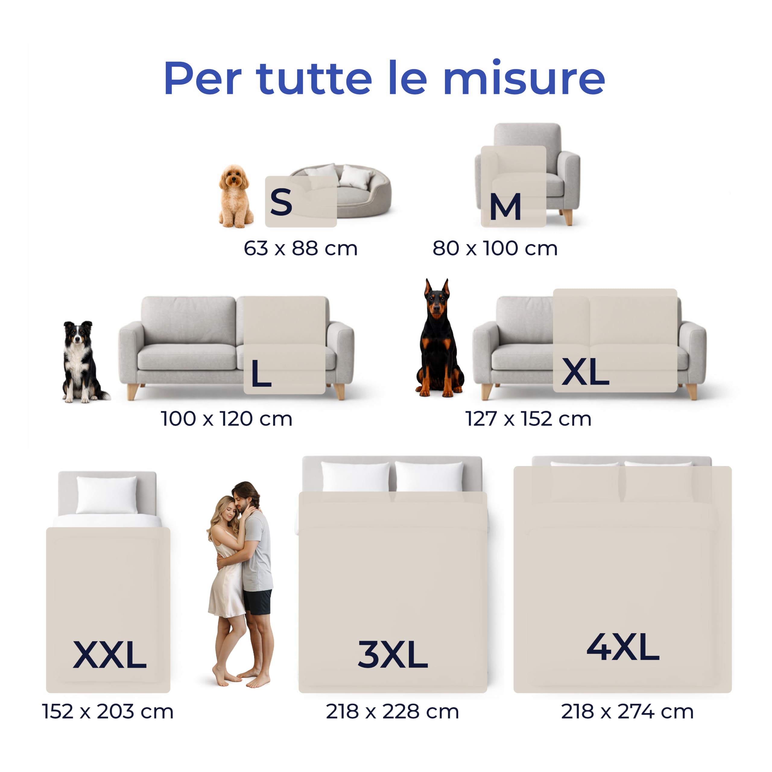 Dreamzie Coperta Impermeabile 218x274cm - Cerata Letto Matrimoniale Reversibile e Lavabile in Lavatrice in Pile Sherpa per Letto o Divano - Copridivano impermeabile per animali - Beige