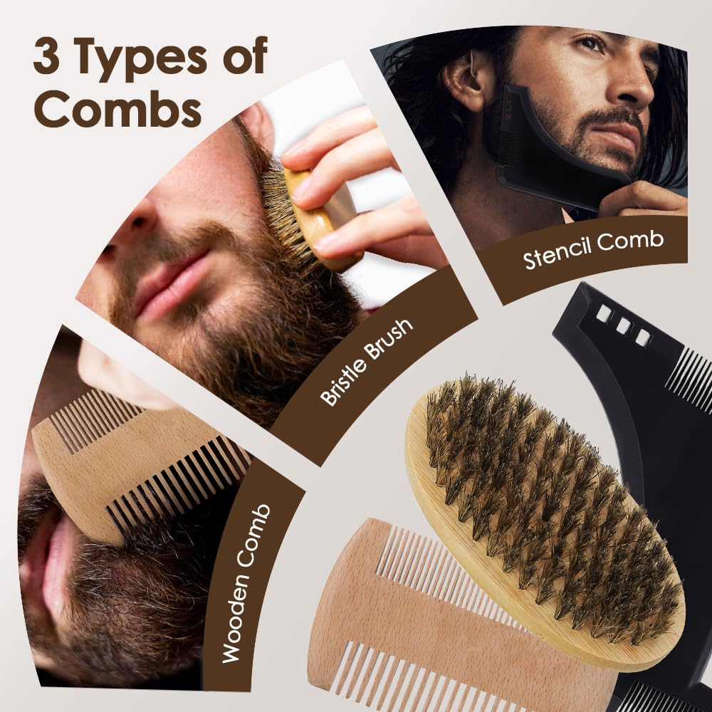 11 in 1 Barba Cura Set, Bledras Cura Della Barba Professionale per Uomo, con Olio da Barba, Balsamo Barba, Shampoo Barba, Rasoio Dritto, Forbici, Spazzola,Pettine, Kit Barba Uomo Regali per Lui e Papà