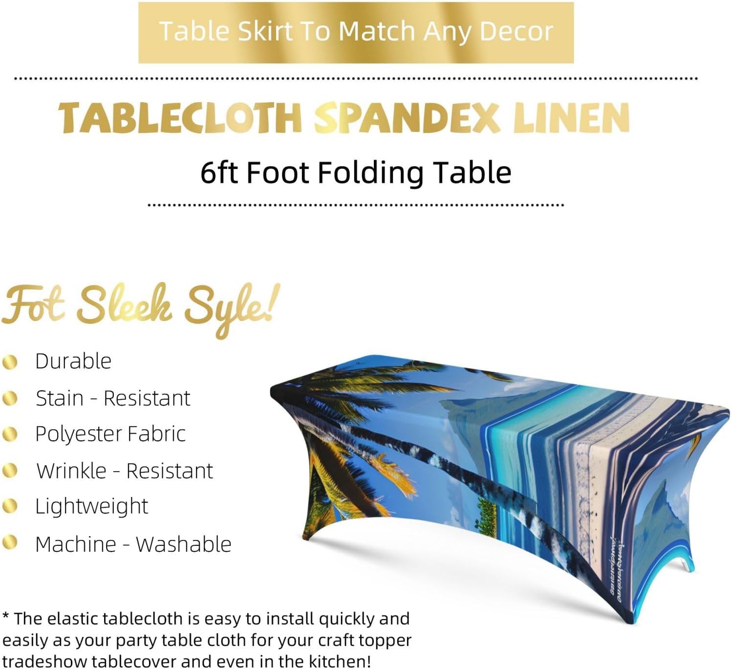 Tahiti Beaches Print Table Cover Rectangular Tablecloth for 6-Foot Tables for Wedding Banquets Outdoor