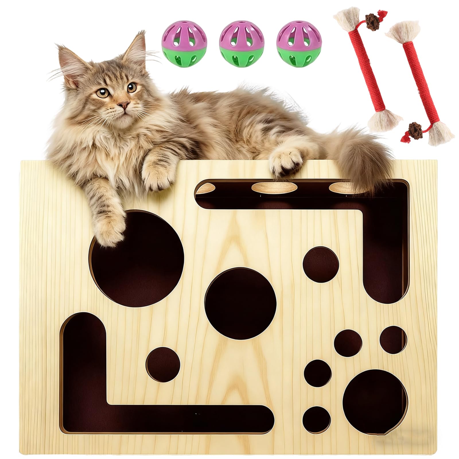 Caja de enriquecimiento de lima de uñas para gatos, caja de enriquecimiento de rompecabezas de rascar para gatos, regalo para gatos que odian que les corten las uñas, alternativa libre de estrés