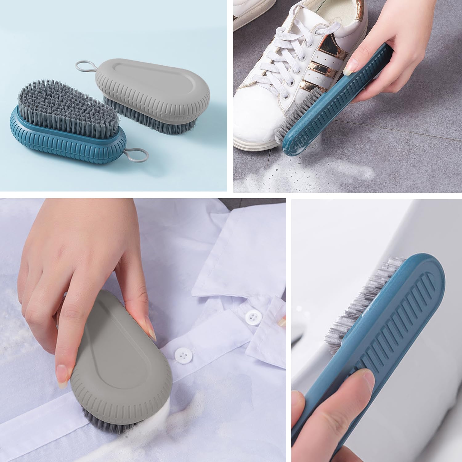 Set 2 Spazzole Bucato E 2 Spazzole Scarpe Con Ganci - Pulizia Casa, Plastica Durevole - Foto 4