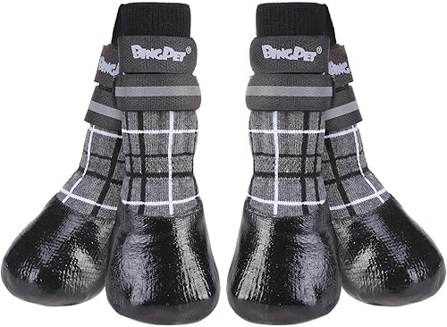 BINGPET Calcetines antideslizantes para perros para suelos de madera dura, evita lesiones que evitan lamer botines de perro, control de tracción,
