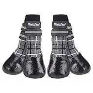 BINGPET Anti-Slip Dog Socks for Hardwood Floors,Injury Prevent Licking Dog Booties,Traction Control Paw Protector Dog Shoes for Hot Pavement with Reflective Straps for Small Medium Large Dogs