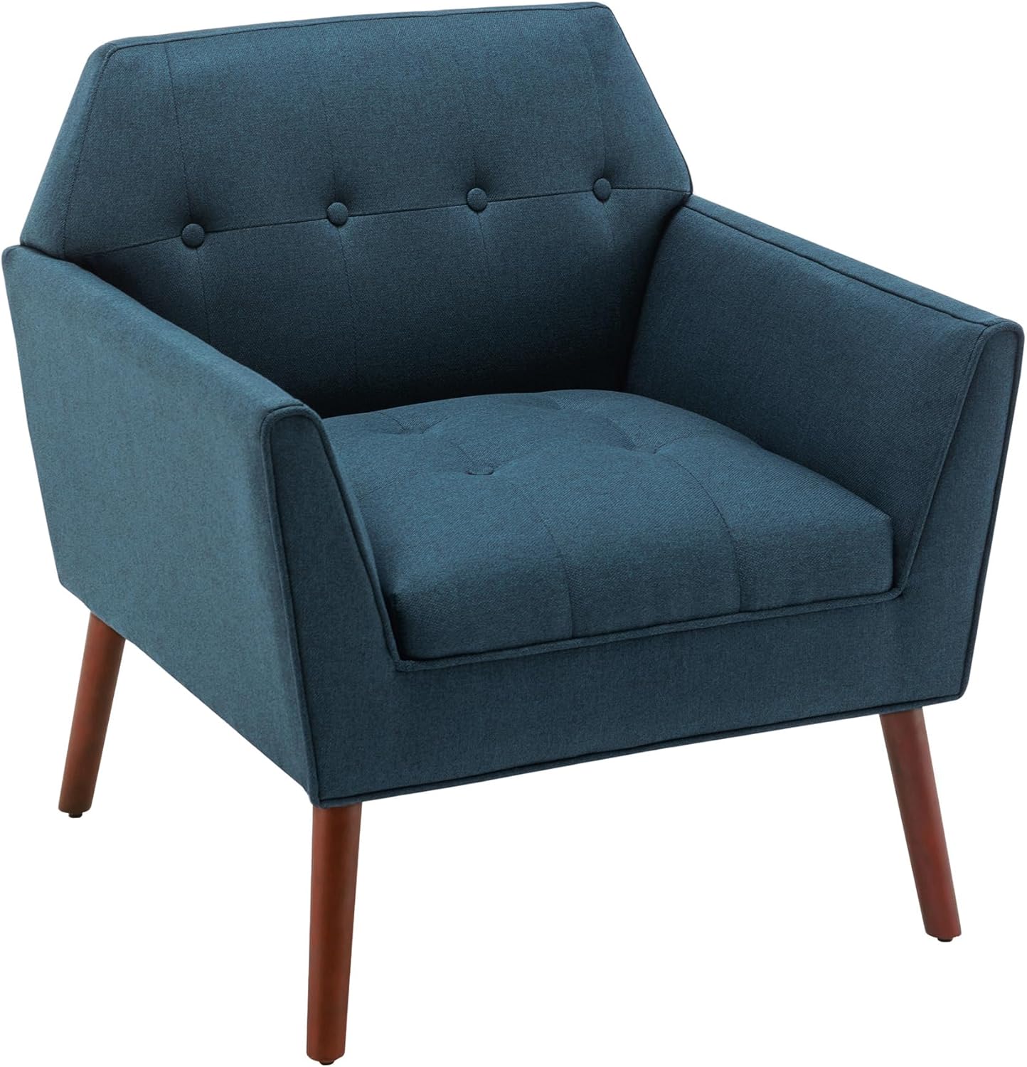 Convenience Concepts Take a Seat Andy Mid Century Modern Accent Lounge Armchair 30" - Contemporary Lounge Chair for Living Room, Bedroom, Dark Blue Fabric/Espresso