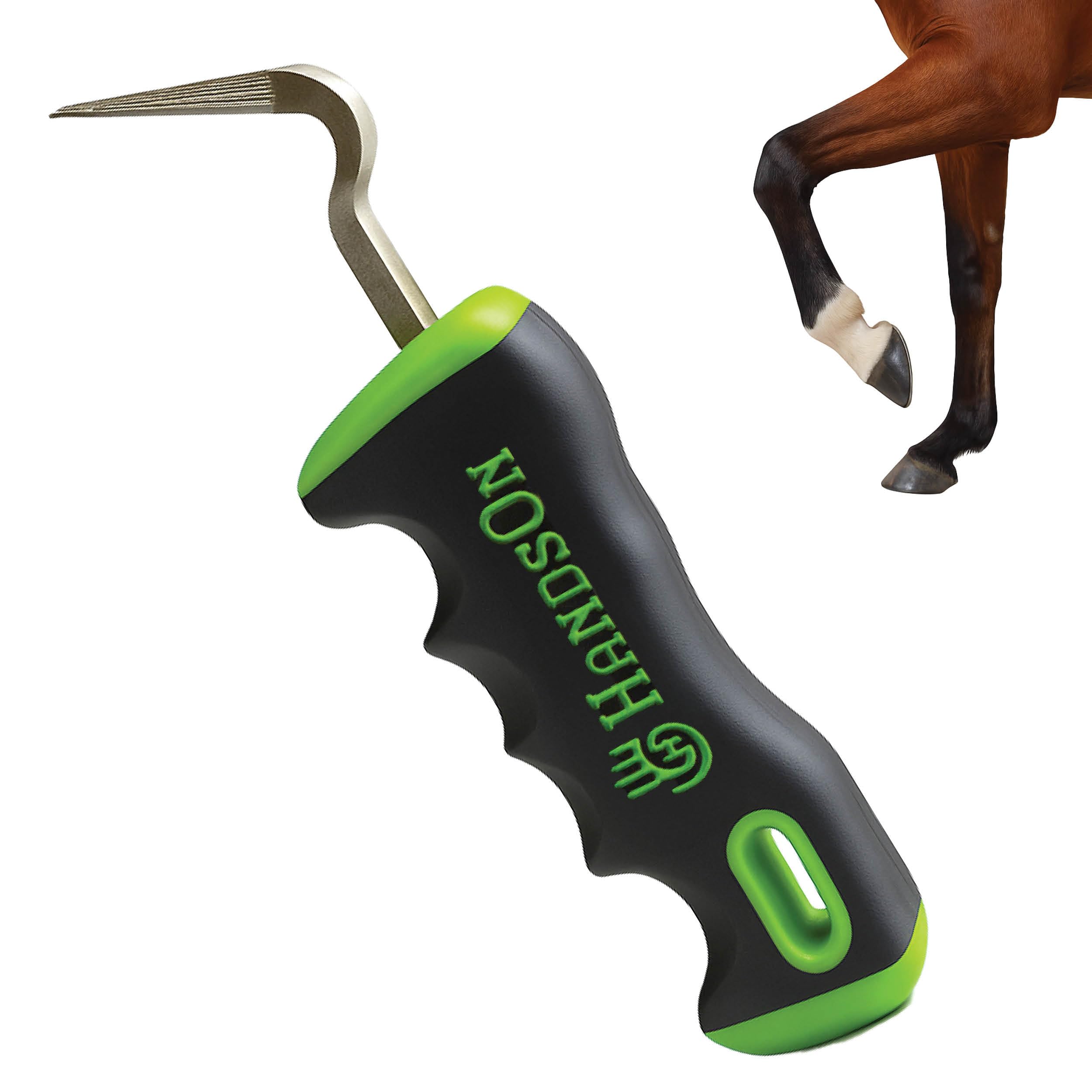 Handson Hoof Pick - Horse Grooming Supplies for Daily Cleaning & Maintenance - Metal Pick w/Hoof Filer for Horses - Ergonomic Grip