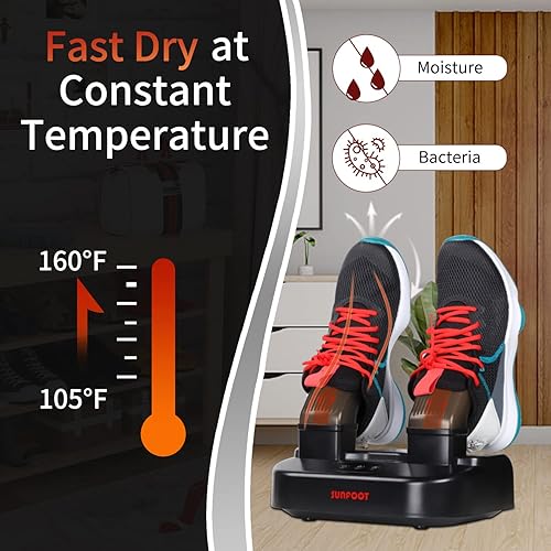 Miniatura 3 de SUNFOOT Secador de botas y desodorante para botas de trabajo, botas de esquí, sombreros, calcetines, cascos de motocicleta con soplador de calor,