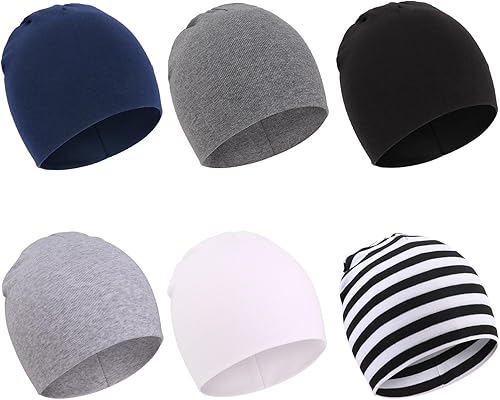 DRESHOW BQUBO - Paquete de 6 gorros de bebé para niños y niñas, unisex, gorro de punto suave, gorro de guardería para recién nacidos, niños pequeños